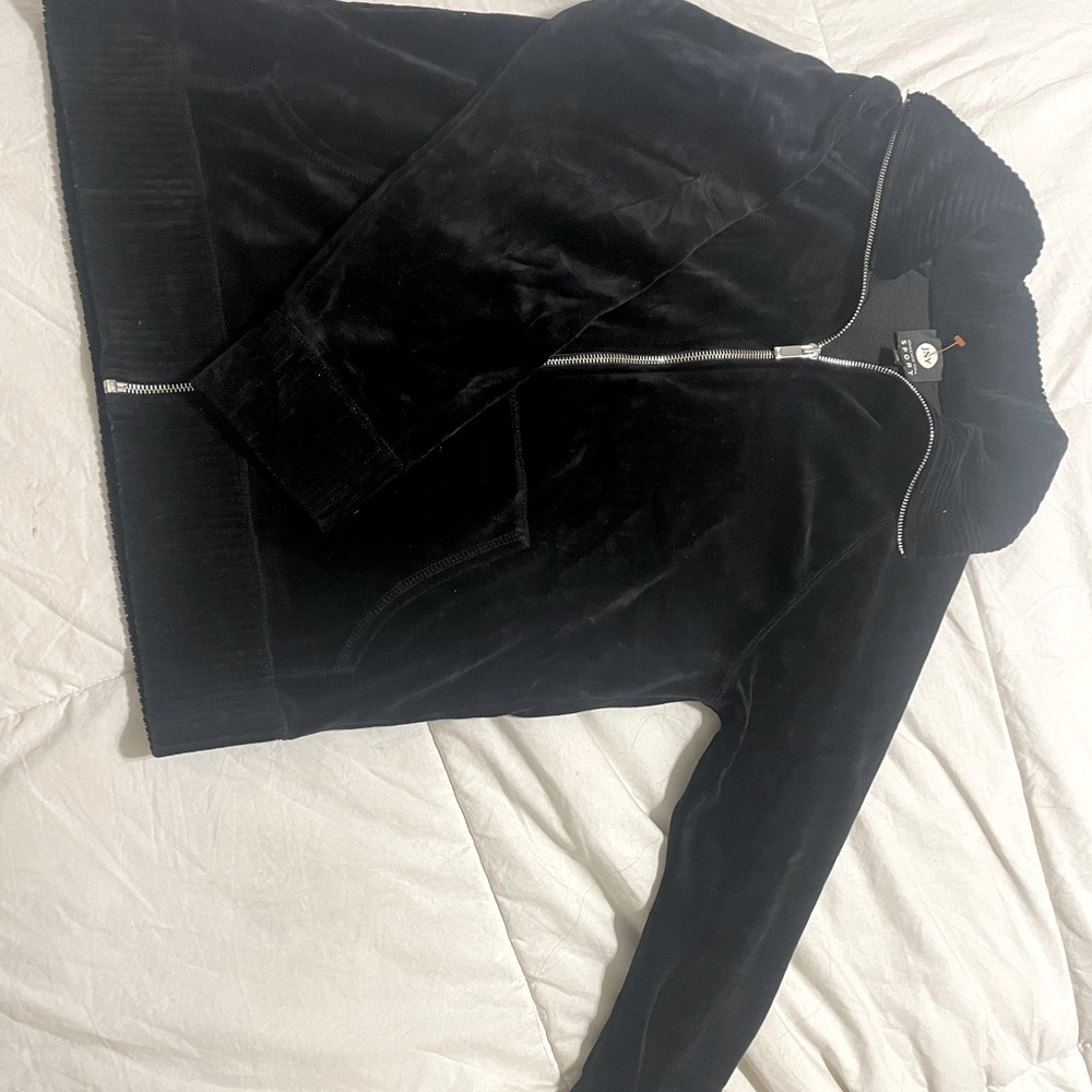 black velour zip up jacket